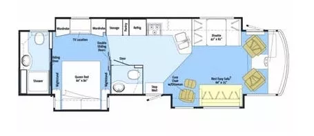 38' 2013 Winnebago Adventurer 37F w/3 Slides Floorplan