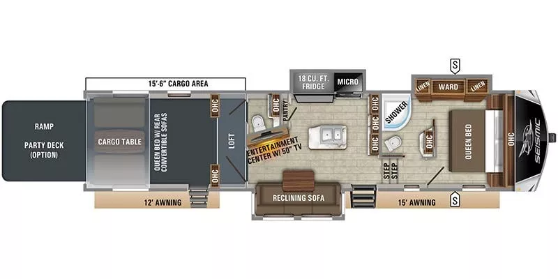 45' 2020 Jayco Seismic 3815 w/Generator  - Bunk House Floorplan