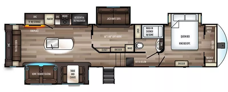 43' 2021 Forest River Sabre 36BHQ w/4 Slides Floorplan
