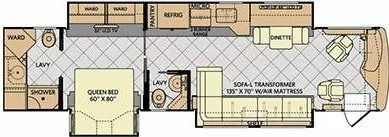 38' 2013 Fleetwood Expedition 38S 360hp Cummins w/3 Slides Floorplan