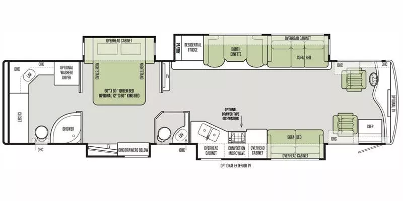 40' 2018 Tiffin Phaeton 40QBH w/4 Slides Floorplan