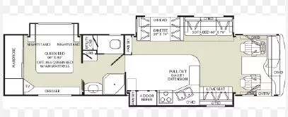 40' 2006 Fleetwood Bounder 38N w/3 Slides Floorplan