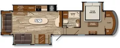 38' 2015 Grand Design Solitude 369RL w/3 Slides Floorplan