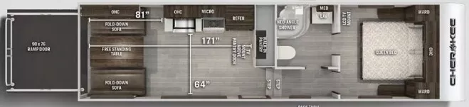 31' 2020 Forest River Cherokee 255RRBL - Toy Hauler Floorplan
