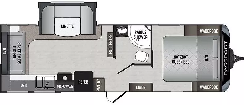 29' 2020 Keystone Passport Grand Touring 2521RL w/Slide Floorplan