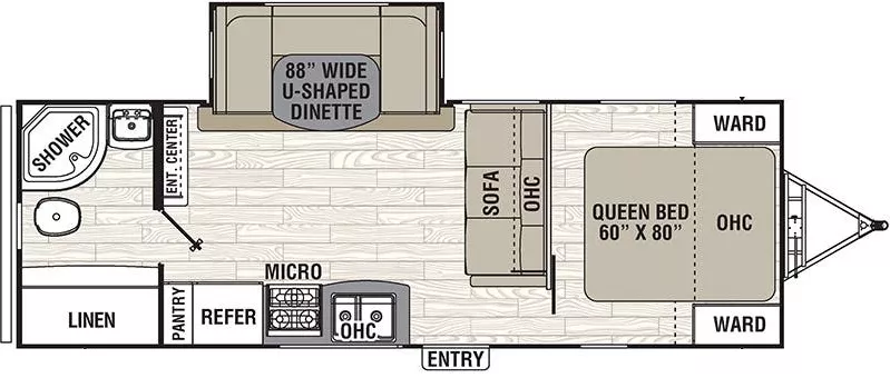 28' 2018 Forest River Freedom Express 248RBS w/Slide Floorplan