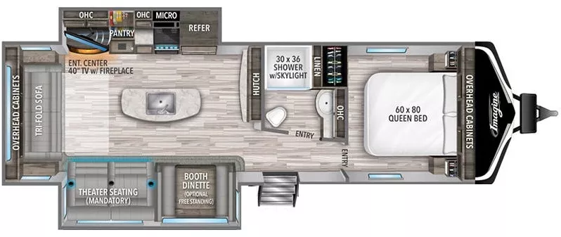 34' 2022 Grand Design Imagine 2970RL w/2 Slides Floorplan