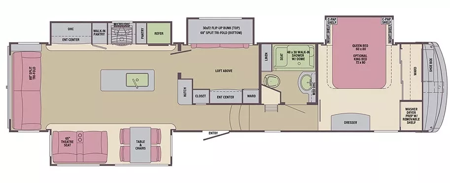 42' 2017 Palomino Compass 377MBC w/4 Slides Floorplan