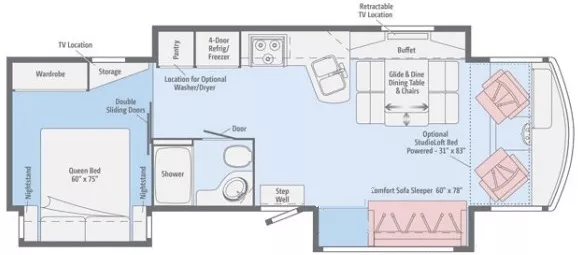 35' 2016 Winnebago Sightseer 33C w/3 Slides - Bunk House Floorplan
