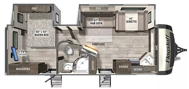 29' 2021 Forest River Flagstaff Super Lite 26FKBS w/2 Slides Floorplan