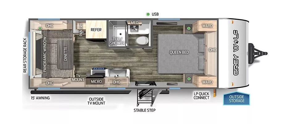 26' 2024 Forest River Cherokee Grey Wolf 20RDSE Floorplan