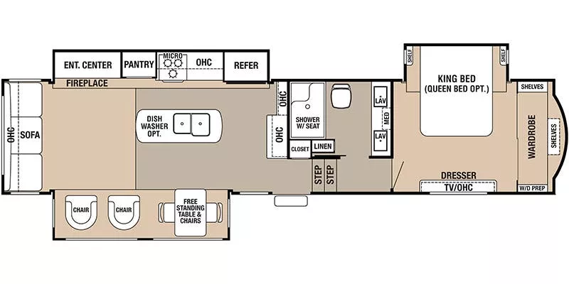 40' 2017 Forest River Cedar Creek 36CK2 w/3 Slides Floorplan