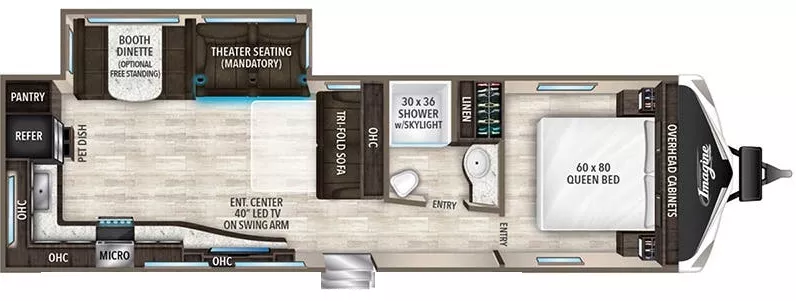 36' 2019 Grand Design Imagine 2850MK w/Slide Floorplan