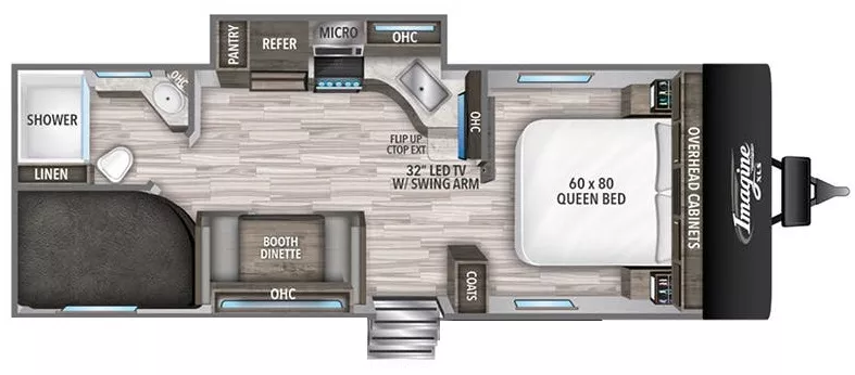 27' 2021 Grand Design Imagine Xls 23BHE w/Slide - Bunk House Floorplan