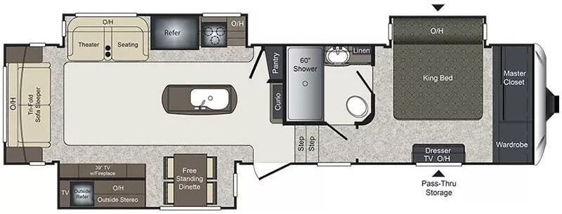 37' 2017 Keystone Laredo 325RL w/3 Slides Floorplan