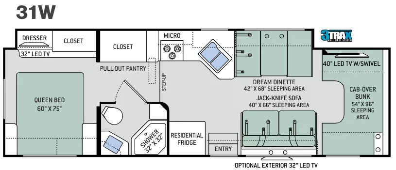 32' 2017 Thor Chateau 31W w/Slide - Bunk House Floorplan