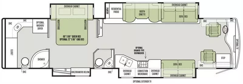 41' 2017 Tiffin Phaeton 40QBH 380hp Cummins w/4 Slides Floorplan