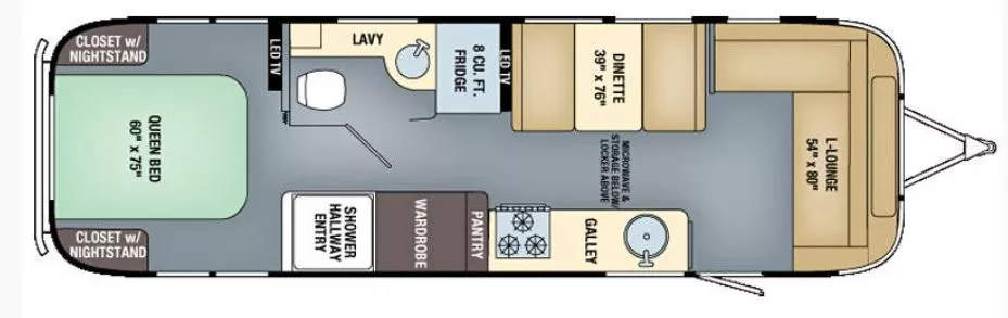 30' 2017 Airstream International Series 30-SERENITY Floorplan