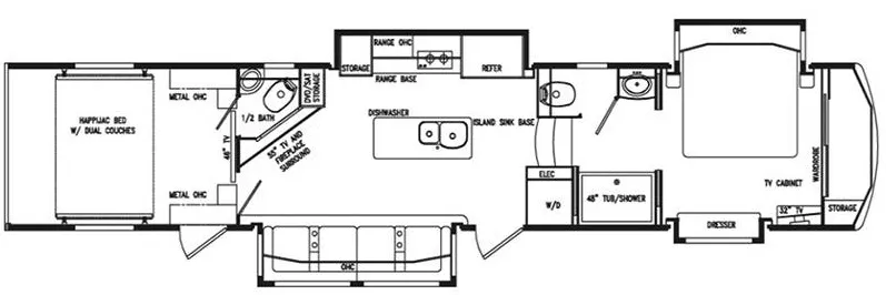 44' 2020 Drv Full House Toy Hauler LX455 w/4 Slides & Generator  - Toy Hauler Floorplan