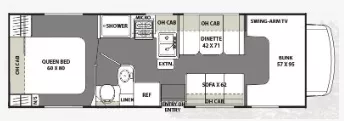 29' 2018 Forest River Coachmen Freelander 27QB Floorplan