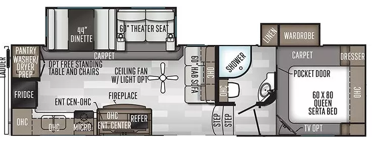 32' 2020 Forest River Rockwood Ultra Lite 2881S Floorplan