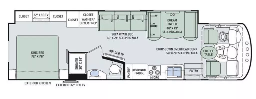 36' 2017 Thor Miramar 34.2 w/Slide Floorplan