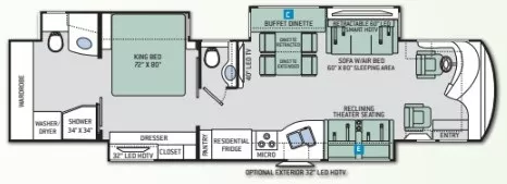 40' 2016 Thor Tuscany Xte 40AX 360hp Cummins w/3 Slides Floorplan