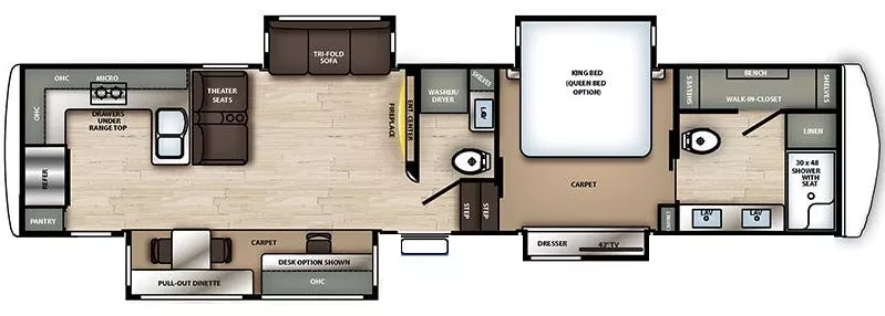 42' 2020 Forest River Riverstone Legacy 39RKFB w/4 Slides Floorplan