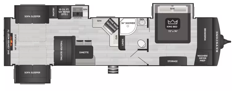 38' 2020 Keystone Outback 341RD w/3 Slides Floorplan