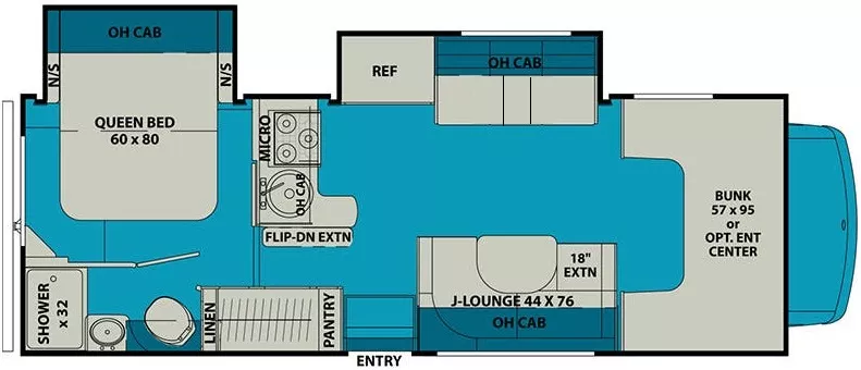 28' 2017 Coachmen Leprechaun 260DS w/2 Slides Floorplan