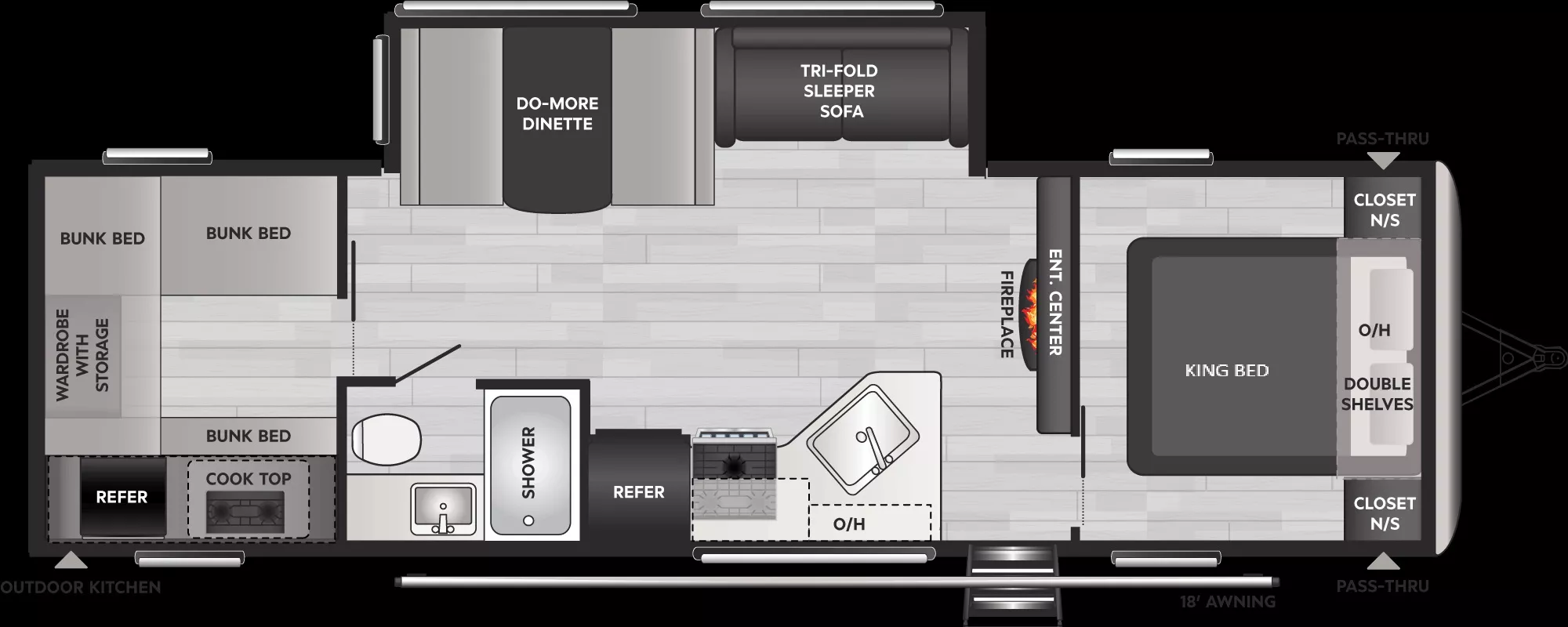 32' 2023 Keystone Springdale M-298BH w/Slide - Bunk House Floorplan