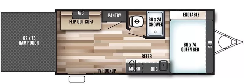 22' 2018 Forest River Wildwood Fsx 180RT - Toy Hauler Floorplan