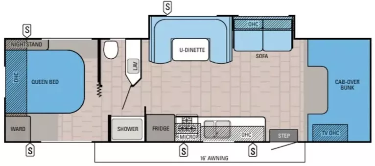 32' 2016 Jayco Redhawk 29XK w/Slide Floorplan