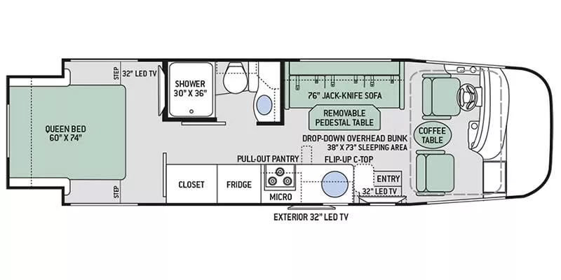 26' 2017 Thor Vegas 25.2 w/Slide Floorplan
