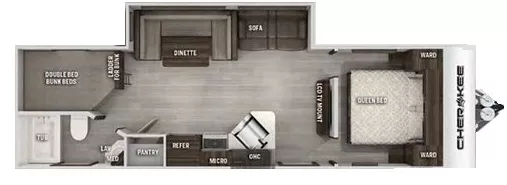 31' 2020 Forest River Grey Wolf 274DBH w/Slide - Bunk House Floorplan