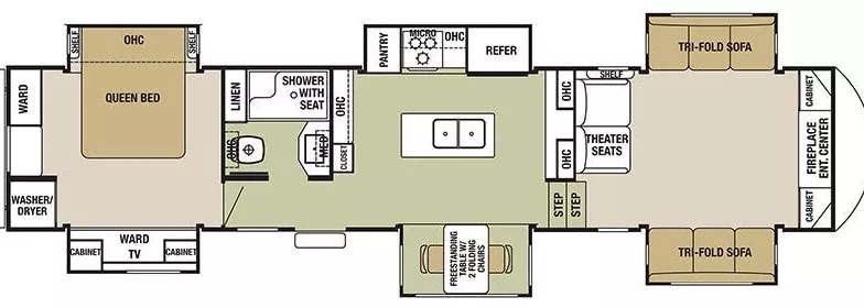 41' 2018 Forest River Cedar Creek Silverback 37FLK w/6 Slides Floorplan