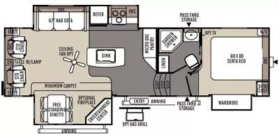 32' 2014 Rockwood Signature Ultra Lite 8289WS w/3 Slides Floorplan