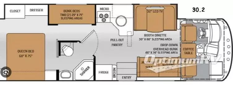 31' 2015 Thor Ace 30.2 w/Slide Floorplan