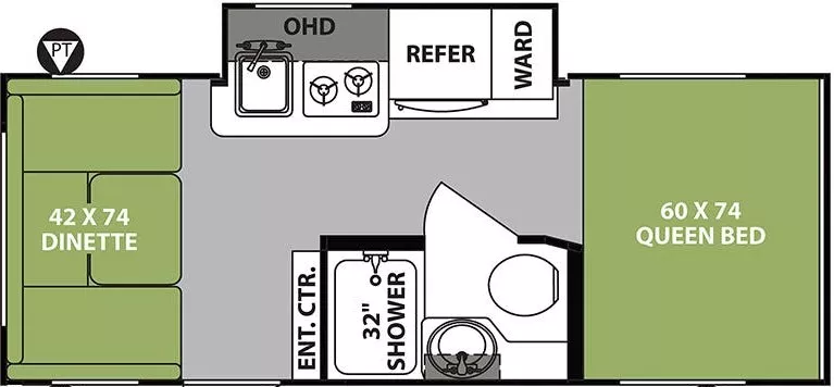 21' 2018 Forest River R-Pod 190 w/Slide Floorplan