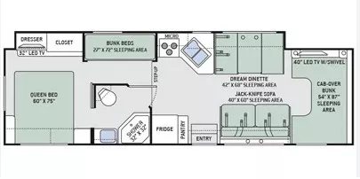 33' 2017 Thor Four Winds 31E w/Slide Floorplan