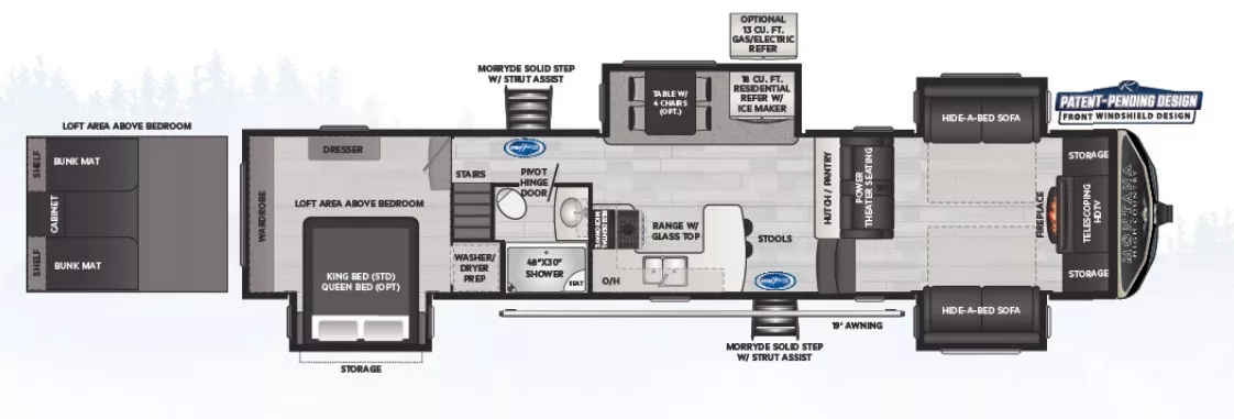 42' 2022 Keystone Montanta High Country 377FL w/4 Slides Floorplan