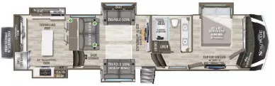 41' 2023 Grand Design Solitude 390RK w/5 Slides Floorplan