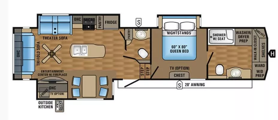40' 2017 Jayco Eagle 336FBOK w/3 Slides Floorplan