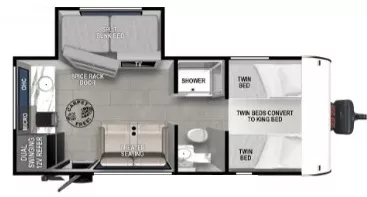 23' 2024 Forest River Wildwood Fsx Platinum 165VIEWX w/Slide Floorplan