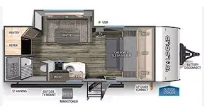 23' 2023 Forest River Wolf Pup 16PF w/Slide Floorplan