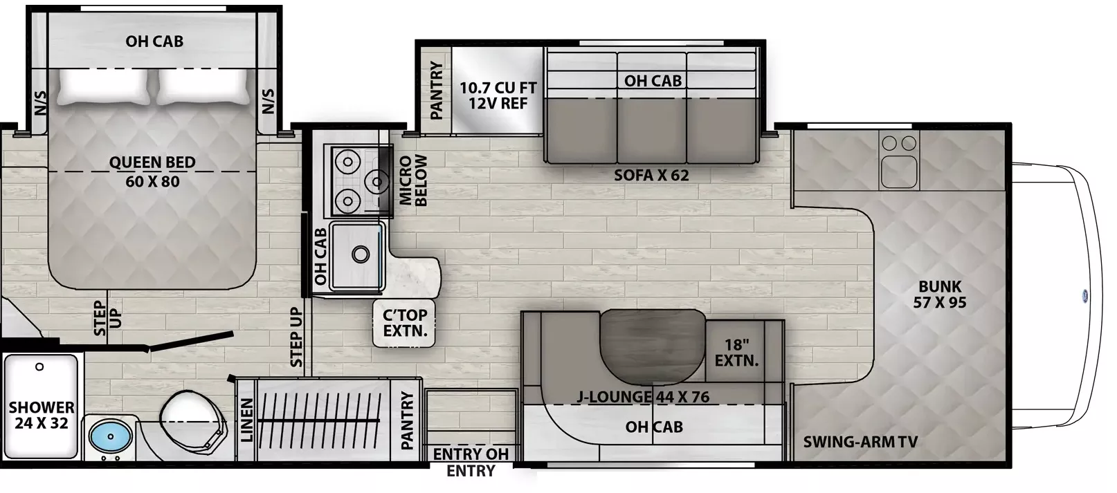 27' 2022 Forest River Freelander 26DS w/2 Slides Floorplan
