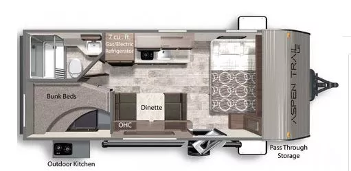 23' 2022 Dutchmen Aspen Trail Le Series 1950BH - Bunk House Floorplan