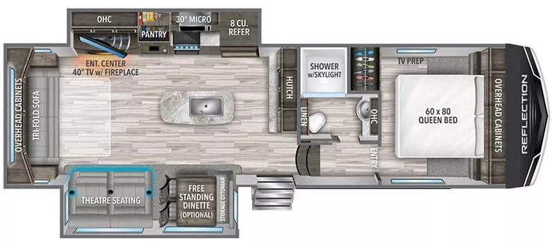 34' 2021 Grand Design Reflection 295RL w/2 Slides Floorplan