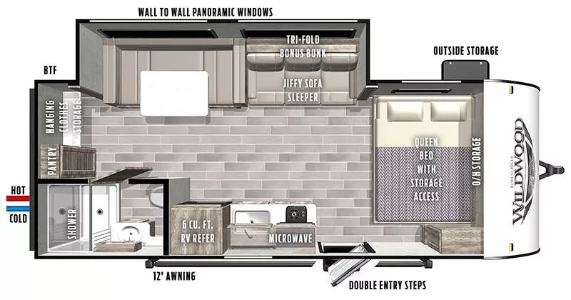 22' 2021 Forest River Wildwood Platinum Fsx 170SS w/Slide Floorplan