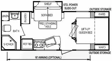 24' 2012 Skyline Koala Super Lite 21CS w/Slide Floorplan